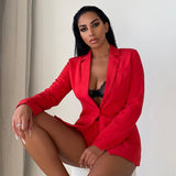 Ootdgirl  Blazer And Short Sets 2 Two Piece Set Female Suit 2022 Summer Autumn Elegant Office Ladies Shorts Suits Women Workwear Red White
