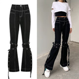 Ootdgirl  High Waist Jeans Woman Wide Leg Denim Boyfriend Streetwear Clothing Cotton Fashion Harajuku Pocket Straight Cargo Pants