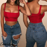 OOTDGIRL Solid Tank Top Female Strap Sleeveless Slash Neck Cropped Vest Sexy Women's Summer Bralette Top White Black Red Casual Clothing