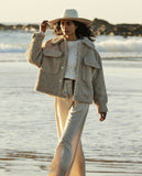 OOTDGIRL Winter New Fur Blend Coat Women Laple Loose Pocket Long Sleeve Warm Trick Fashion Coats Female