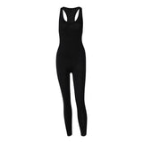 OOTDGIRL Sexy Sport Cut Out Backless Bodycon Jumpsuit Active Wear Black One Piece Outfit Women Summer Baddie Clothes C70-BE17