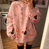 Ootdgirl  2022 Spring Women Clothes Sweatshirt Teen Street Harajuku Hip Hop Pastel Sweatshirt For Women Printing Loose Leisure Sweatshirt