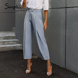 Ootdgirl  Back To College Solid High Waist Office Lady Trousers Loose Casual Apricot Summer Women Pants High Street Style Harlan Pleated Trousers