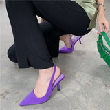 OOTDGIRL Women Summer 9Cm High Heels Sandals Lady Fetish Stiletto Heels Slingback Purple Green Mules Sandles Replica Designer Shoes