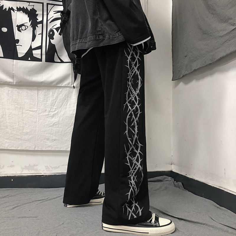 Ootdgirl Pants Women Printed Loose Unisex Couples Trousers Harajuku Streetwear Hip Hop Vintage Korean Fashion Wide Leg Pants