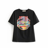 OOTDGIRL Vintage Beige Rolling Stones Summer Tshirt Rock Cartoon O Neck Cotton T-Shirt Girls Streetwear Designer Style New Arrivals 2022