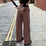 Ootdgirl  Brown Vintage Baggy Jeans Women 90S Streetwear Pockets Wide Leg Cargo Pants Low Waist Straight Denim Trousers 2022