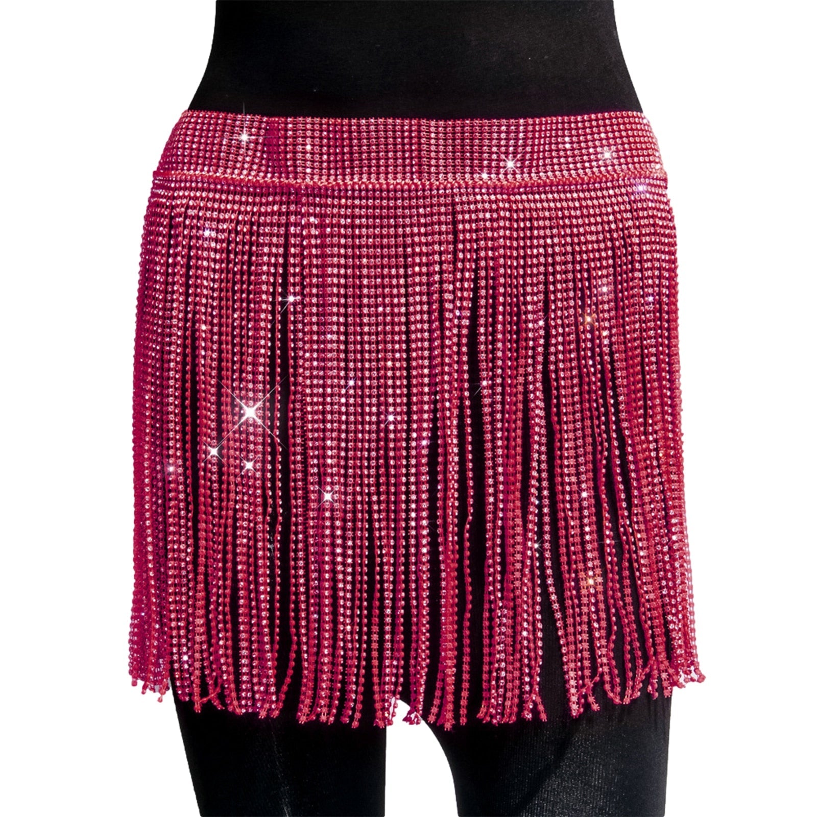 Ootdgirl  2022 Glitter Rhinestone Tassel Skirts Women  Crystal Body Chains Belly Dance Skirts Clubwear Night Party Shine Skirt