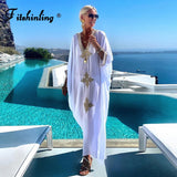 Ootdgirl  Bohemian Kaftan Oversize Long Dress Beach Cover Up 2022 Summer Embroidery V Neck Robe Holiday Outing Fashion New