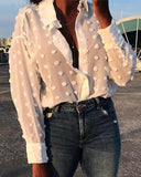 Ootdgirl Elegant Women Blouses Tops Long Sleeve Polka Dot Loose OL Shirt Ladies  Chiffon Blouse Feminina Summer Casual Tops