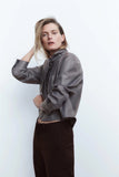 OOTDGIRL Spring Autumn New Elegant Solid Jacket Bow Tie Women Long Sleeve Jacket PU Fashion Lady Office Coat Tops
