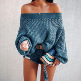 Ootdgirl  Off Shoulder Sweater Knitwear Korean Fashion Lantern Sleeve Women Sweaters And Pullovers  Winter Knitted Jumpers