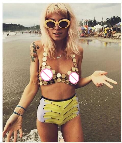 Ootdgirl   Metal Chain Crystal Women Exotic Sequins Tank Summer Beach Halter Camis Bralette Womens Nightclub Party Crop Tops 2022 New