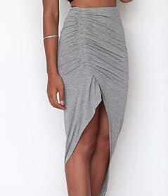 OOTDGIRL Women  Asymmetrical High Waist Open Mini Skirt  Grey