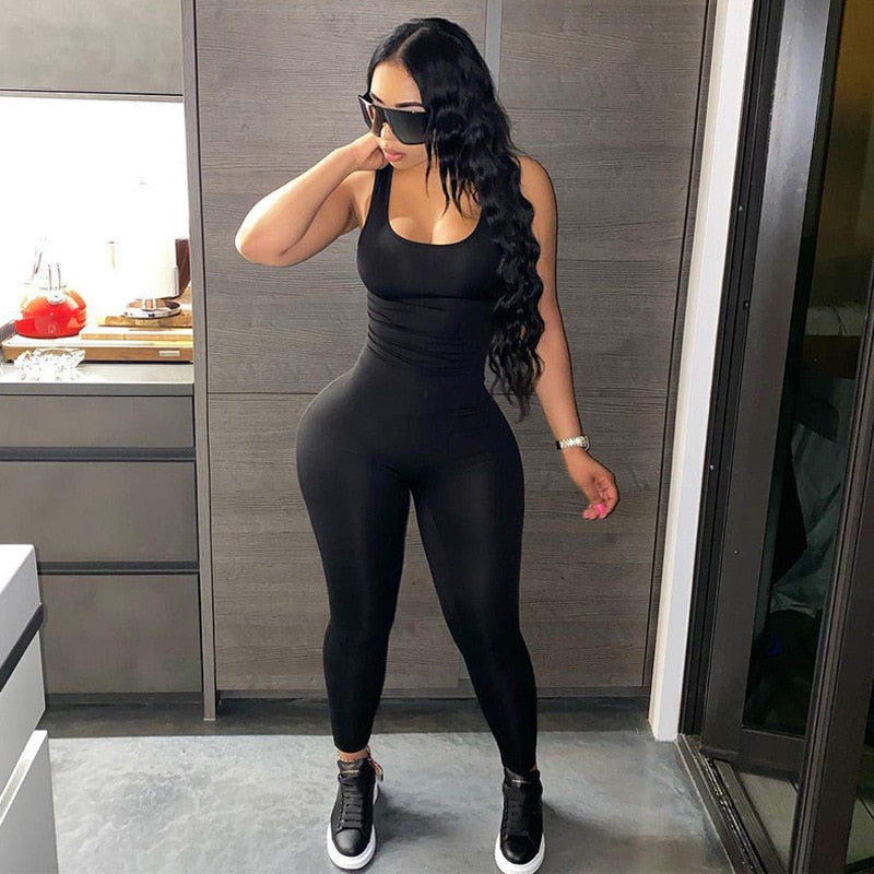 Ootdgirl   Sport Cut Out Backless Bodycon Jumpsuit Active Wear Black One Piece Outfit Women Summer Baddie Clothes C70-BE17