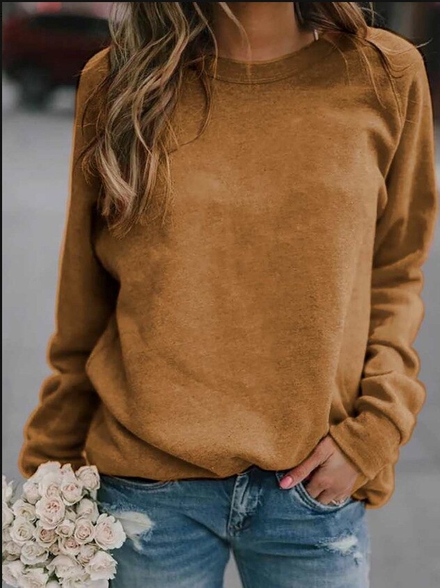 Ootdgirl  6 Colors Winter Solid Long Sleeve Women Sweatshirt O-Neck Basic Hoodies Casual Pullover Female Plain Autumn Loose Sweatshirts