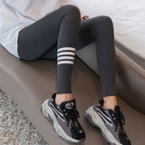 Ootdgirl  Gray Threaded Cotton Women Leggings High Waist Tight Fitting Stretch Slim Sports Fitness Casual Pants 2022 Fashion