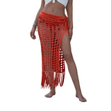 Ootdgirl  Women’S  Sheer Hollow Out Beach Maxi Knit Skirt Split Tassels Beachwear Summer Crochet Cover Up Skirts 2022 Hot Sell
