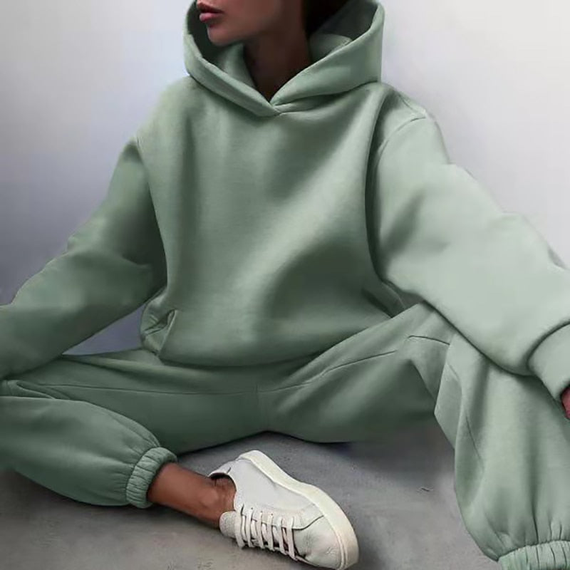 Ootdgirl  Fashion Casual Hooded Two-Piece Long-Sleeved Pullovers And Trouses Suit 2022 Sport Homewear Warm Comfort Sets