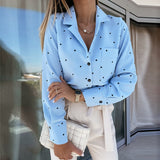 Ootdgirl  Pocket Long Sleeve Turn Down Collar Women Blouse Office Lady Polka Dot Cotton Casual Shirts 2022 New Spring