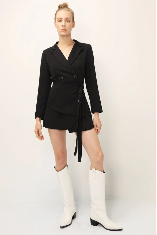 OOTDGIRL 2022 Women Bandage Sashes Blazer Lapel Long Sleeve Slim Fit Jacket Fashion Tide Spring Autumn Blazer