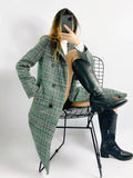OOTDGIRL Women 2022 Fashion Houndstooth Wool Coat Vintage Long Sleeve Autumn Long Double Breasted Jacket Female Outerwear Tops