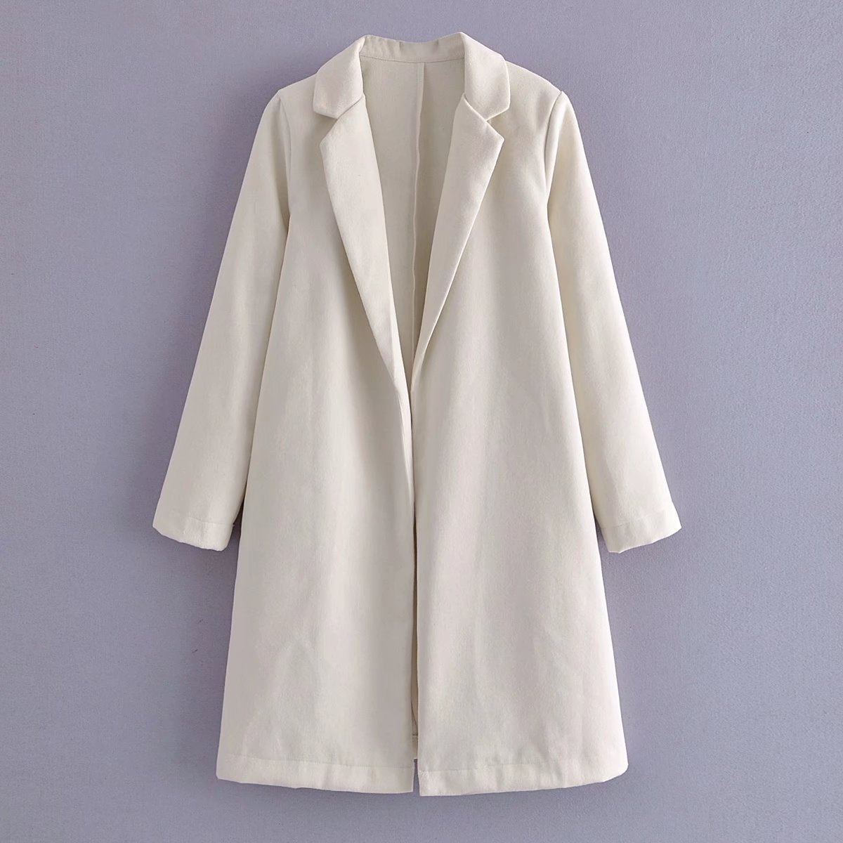 OOTDGIRL Women 2022 New Fashion Basic Suit Collar Mid-Length Overcoat Coat Vintage Long Sleeve No Buttons Female Outerwear Chic Tops