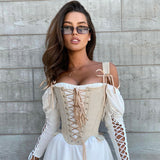 Ootdgirl  2022 Solid Irregularity Patchwork Sleeveless Backless Lace Up Y2K Corset Tops Summer Women  Back To The Basics Tops