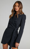 OOTDGIRL Streetwear Lace Up Wrapped Blazer Long Sleeve Blazer Coat Women Autumn Female Turndown Collar Black Blazer New