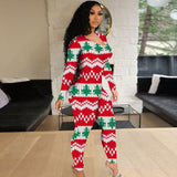 Ootdgirl  Women Christmas Long Sleeve  Low Cut Plus Size Jumpsuit Knitted Hollow Out Snowflake Rompers 2022 Winter Xmas Party Clothes