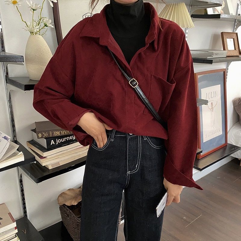OOTDGIRL Blouse Women Chic Lone Sleeve Fall Elegant Office Lady Tops Fashion Korean Popular Simple All-Match Female Clothing Shirts Ins