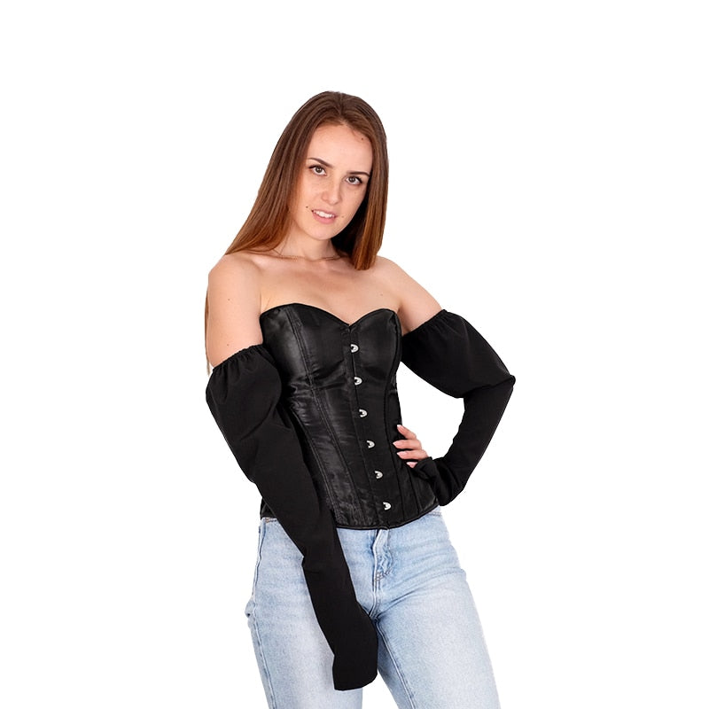 Ootdgirl  Long Sleeved Corset Tops Y2K Elegant Club Party Wear  Single-Breasted Stretch Slim Soft  Trend Solid Color Tops