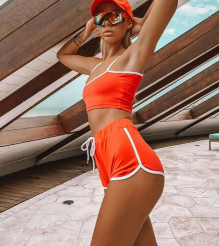 Ootdgirl   Summer Two Piece Set For Women's Suit With Shorts Bandage Crop Top Camis Suit Running Sport Gym Clothes Sets