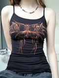Ootdgirl  Gothic Butterfly Print Camisole Y2K Aesthetic Crop Top Summer Women Vintage Off Shoulder Tank Top Summer Sweat Vests