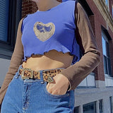 OOTDGIRL Autumn outfits 2000S Retro Harajuku Grunge Crop Top Women Patchwork Full Sleeve Slim Fit Tees Streetwear 90S Vintage Aesthetic Y2K T-Shirt