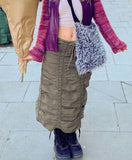 Ootdgirl  Drawstring Pleated Maxi Skirts Y2K Harajuku Low Waist Cargo Skirt Solid Women's Long Skirt 2000S Retro Grunge Fairycore