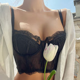 OOTDGIRL Romantic French Embroidery Lace Women's Bra Top Sweet Female Wedding White Bralette Sexy Corset Bras Push Up Intimates