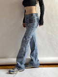 Ootdgirl  Vintage Women's Jeans Pockets Low Waist Denim Pants Y2k Streetwear Fashion Wide Leg Trousers Femme 2022 Harajuku Korean