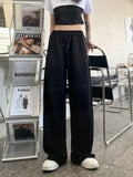 Ootdgirl Black Women Wide Leg Sweatpants Korean Fashion Y2k Hip Hop Style Baggy Sports Pants Casual Trousers Streetwear Oversized