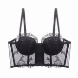 OOTDGIRL Romantic French Embroidery Lace Women's Bra Top Sweet Female Wedding White Bralette Sexy Corset Bras Push Up Intimates