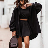 Ootdgirl Summer Women's Fashion Trend Outwear Suits Casual Solid Long Sleeves Cardigan Vest Straight Shorts Sets Elegant Clothing Female