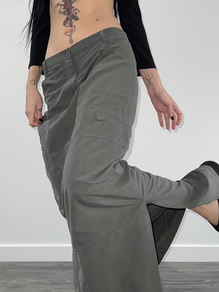Ootdgirl  Harajuku Slit Cargo Long Skirts Y2K Low Waist Maxi Skirt Women's Ankle-Length Skirt 2000S Retro Fairycore Grunge Outfit