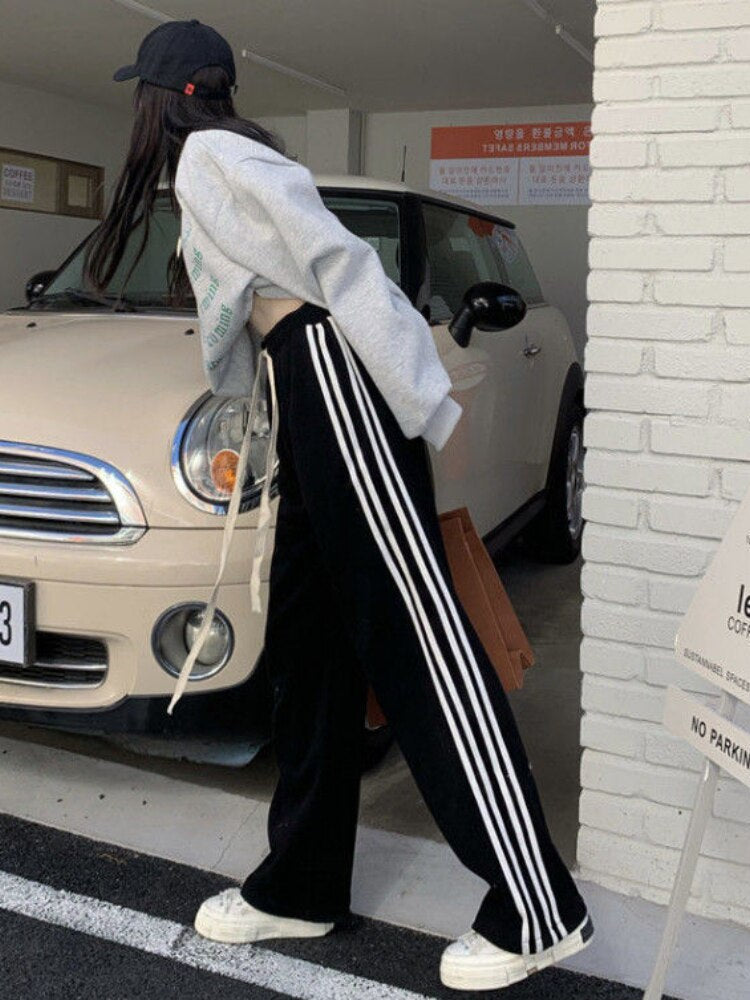 Ootdgirl Casual Korean Style Women Sweatpants Baggy Streetwear Tracksuit Pants Female Striped Trousers Japanese Fashion All-match