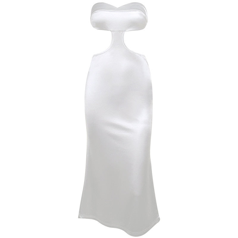 Ootdgirl   Tube Top Backless Long Dresses for Women Classy White Satin Evening Party Dresses Summer 2022 C66-CD27