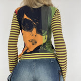 OOTDGIRL Hip Hop Art Portrait Print T-Shirt Harajuku Grunge Vintage Long Sleeve Tees Women Punk Style Retro Streetwear Y2K Crop Top