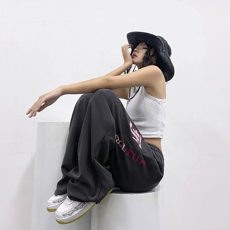 Ootdgirl Women Sweatpants Harajuku Baggy Hip Hop Joggers Streetwear Korean Fashion Y2k Female Wide Leg Trousers Casual Vintage