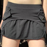 Ootdgirl  Low Waisted Skirts Women Y2K 2000S Casual Knitted Mini Skirt Gray Summer Korean  Patchwork Skirt Harajuku Bottoms