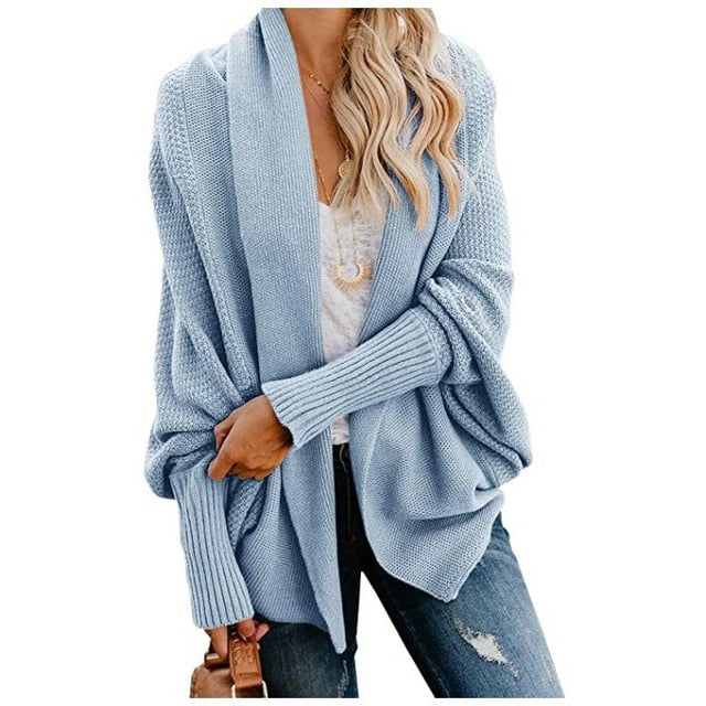 Ootdgirl  Oversized Sweater Cardigan Female Clothes Patchwork Batwing Sleeve Long Outerwear Women Winter Big Size Jacket Coat