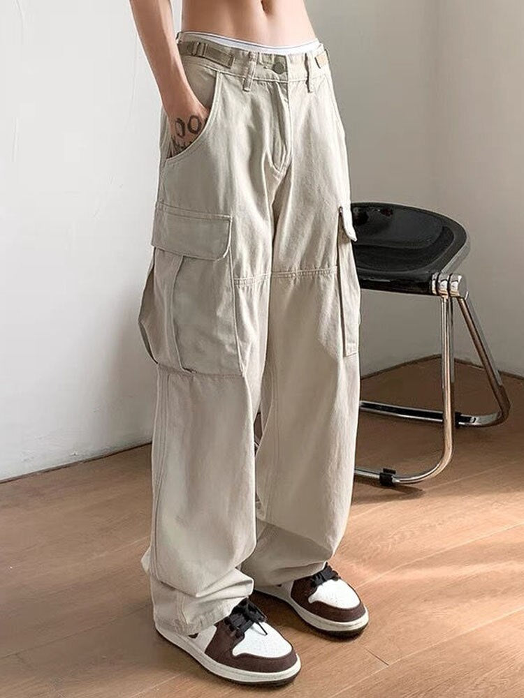 Ootdgirl Vintage Baggy Cargo Pants Women Japan Style Harajuku Hippie Streetwear Black Trousers Female Oversized Korean Fashion