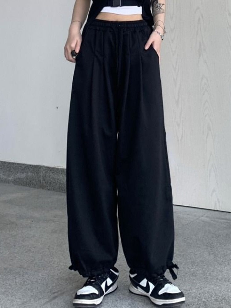 Ootdgirl Casual Women Black Sweatpants Gray Joggers Basic Wide Leg Trousers Korean Fashion Baggy High Wasit Female Pantalones